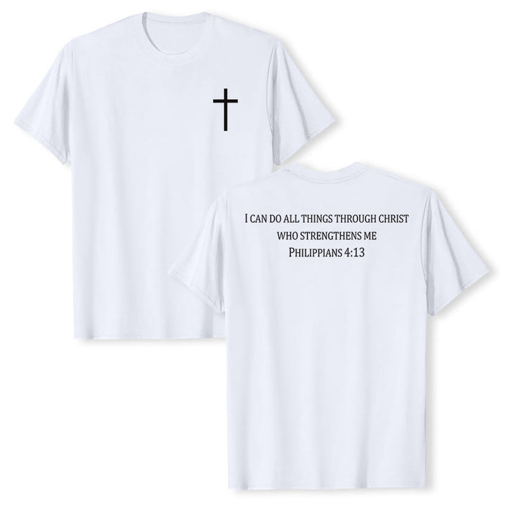 Christianartworkshop Maglietta a maniche corte cristiana di alta qualità con stampa fronte e retro raffigurante la promessa di forza classica e le Scritture. - Bianco - 2XL - image 6