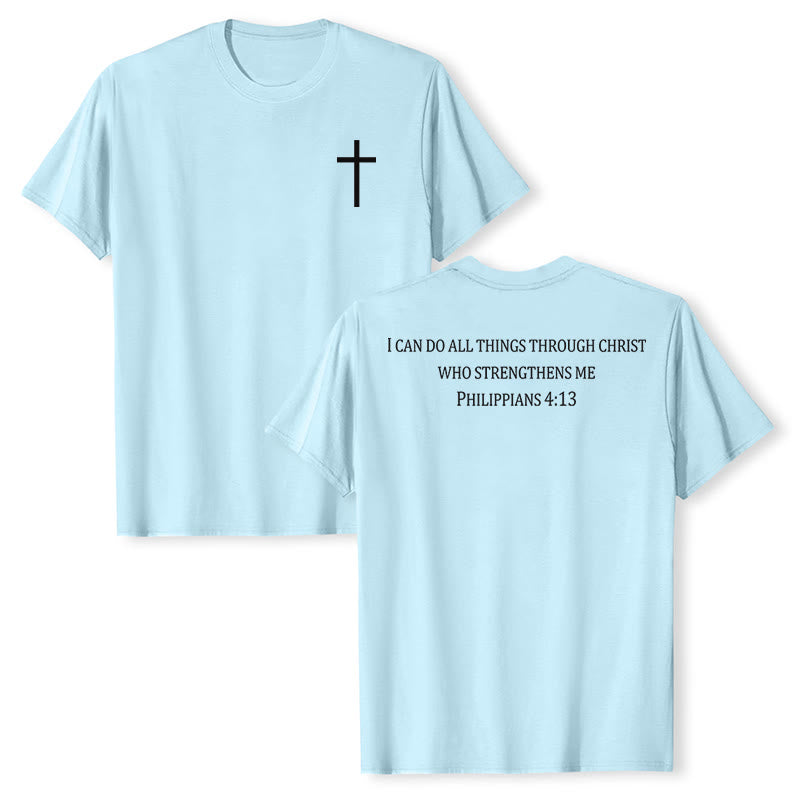 Christianartworkshop Maglietta a maniche corte cristiana di alta qualità con stampa fronte e retro raffigurante la promessa di forza classica e le Scritture. - Blu - 2XL - image 21