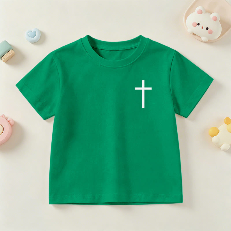 Christianartworkshop Filippesi 4:13, Croce sul petto, Scritture sul retro, Carattere gotico, Maglietta a maniche corte per bambini - image 75