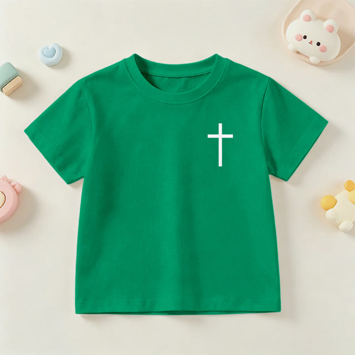 Christianartworkshop Filippesi 4:13, Croce sul petto, Scritture sul retro, Carattere gotico, Maglietta a maniche corte per bambini - image 75