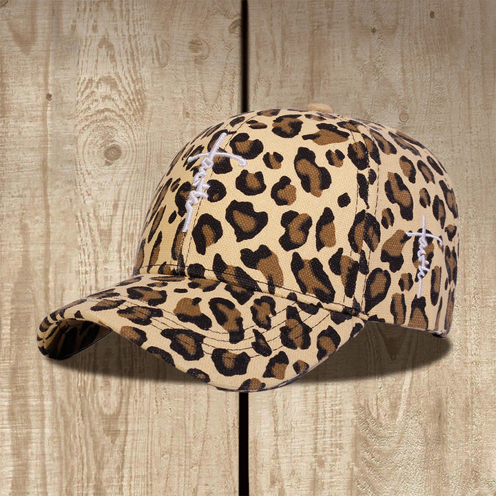 Christianartworkshop Cappellino da baseball unisex con stampa leopardata e ricamo a croce in corsivo "Faith", effetto lavato. - Cachi - image 3