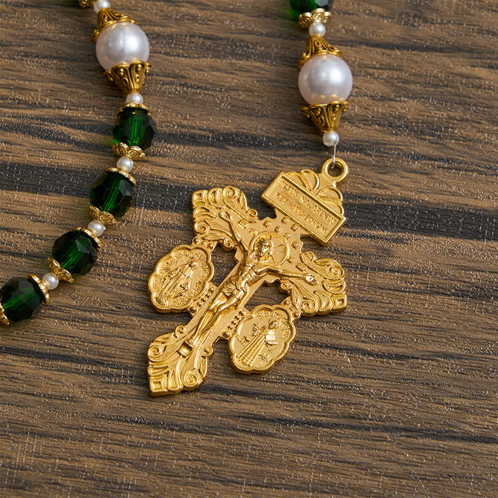 Christianartworkshop Rosario devozionale di San Giuda con vetro verde e crocifisso - image 6