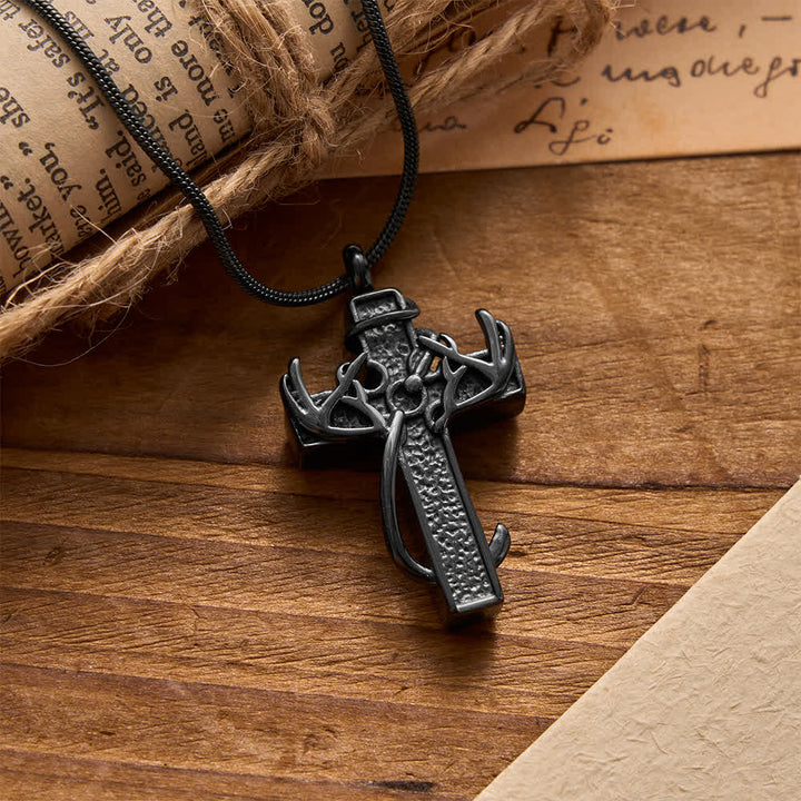 Collana con ciondolo a croce da caccia e pesca Christianartworkshop : fede all'aria aperta e devozione spirituale - Nero - image 7