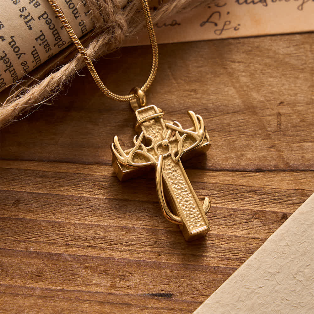 Collana con ciondolo a croce da caccia e pesca Christianartworkshop : fede all'aria aperta e devozione spirituale - D'oro - image 8