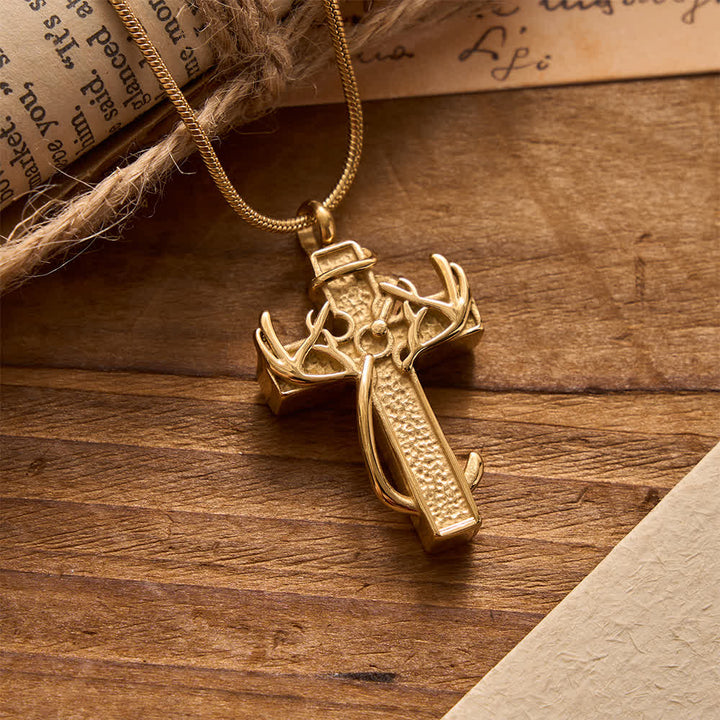 Collana con ciondolo a croce da caccia e pesca Christianartworkshop : fede all'aria aperta e devozione spirituale - D'oro - image 8