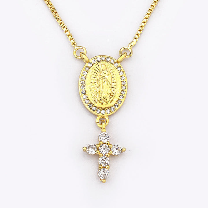 Christianartworkshop Collana con ciondolo Madonna e Croce: devozione divina ed eleganza senza tempo - image 3