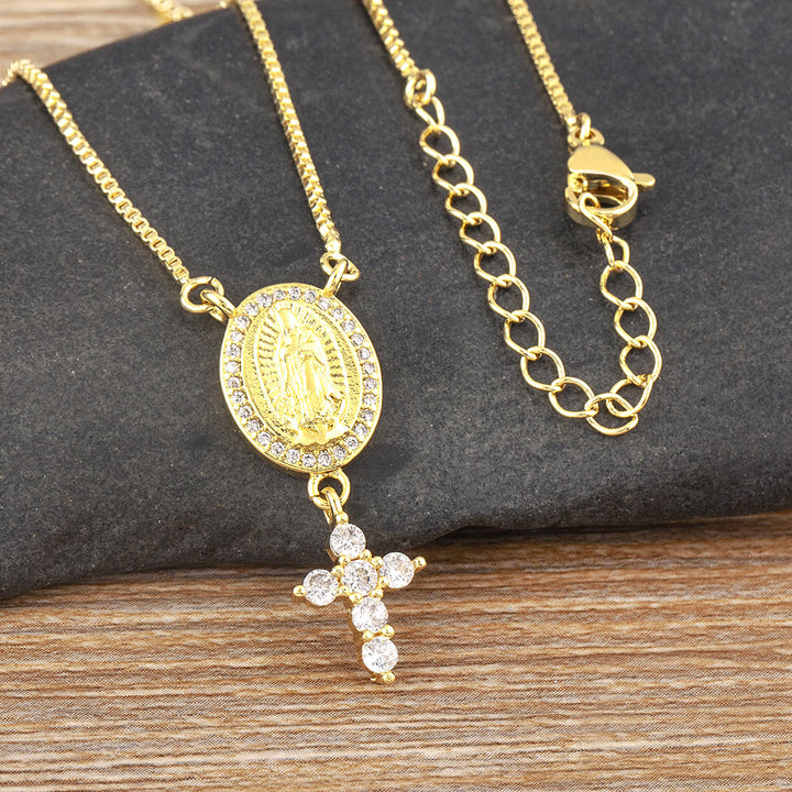 Christianartworkshop Collana con ciondolo Madonna e Croce: devozione divina ed eleganza senza tempo - image 2