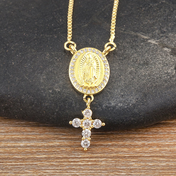 Christianartworkshop Collana con ciondolo Madonna e Croce: devozione divina ed eleganza senza tempo - D'oro - image 0