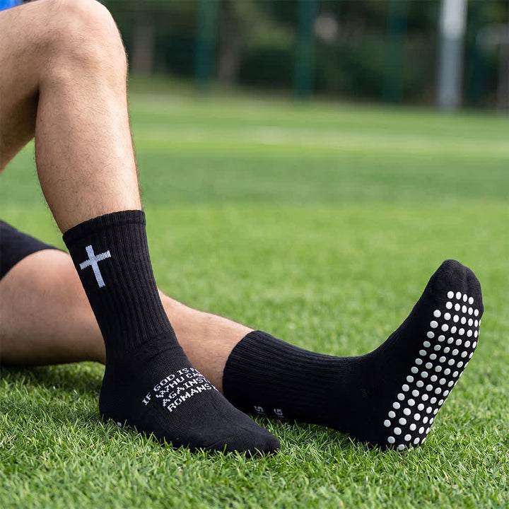 Christianartworkshop Calzini sportivi antiscivolo a mezza gamba con scritta "Follow Jesus Is King" a più livelli e pois - Nero - 10 paia - image 0
