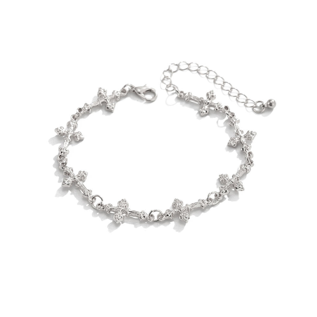 Christianartworkshop Bracciale regolabile con estensione a catena a maglie incrociate multiple e texture a rilievo. - Argento - image 3