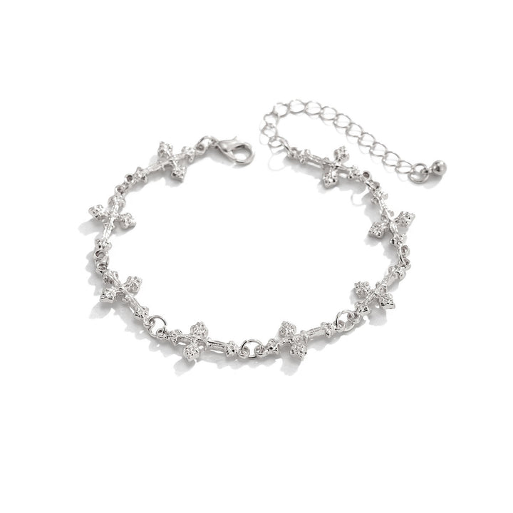 Christianartworkshop Bracciale regolabile con estensione a catena a maglie incrociate multiple e texture a rilievo. - Argento - image 3
