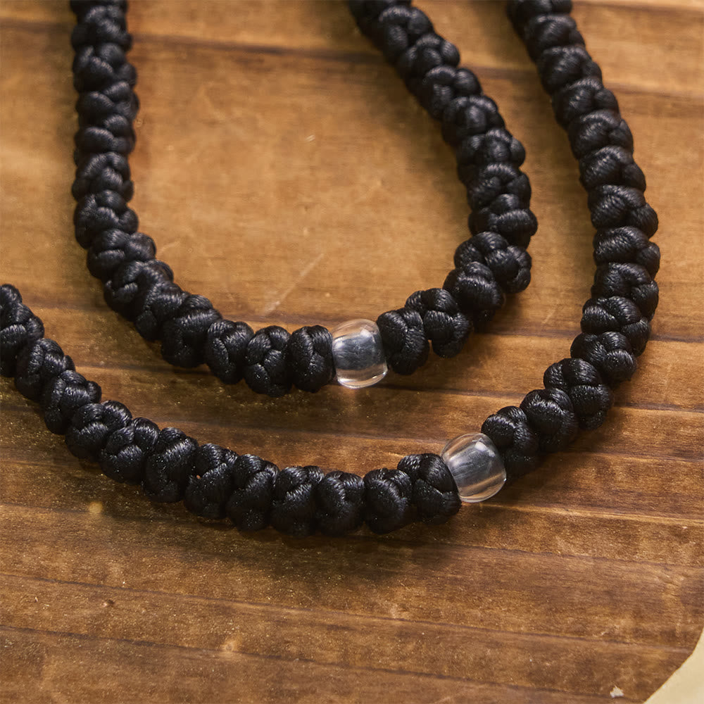 Collana con croce blu e nera e 100 nodi della benedizione Christianartworkshop : simbolo prezioso di benedizione sacra. - image 6