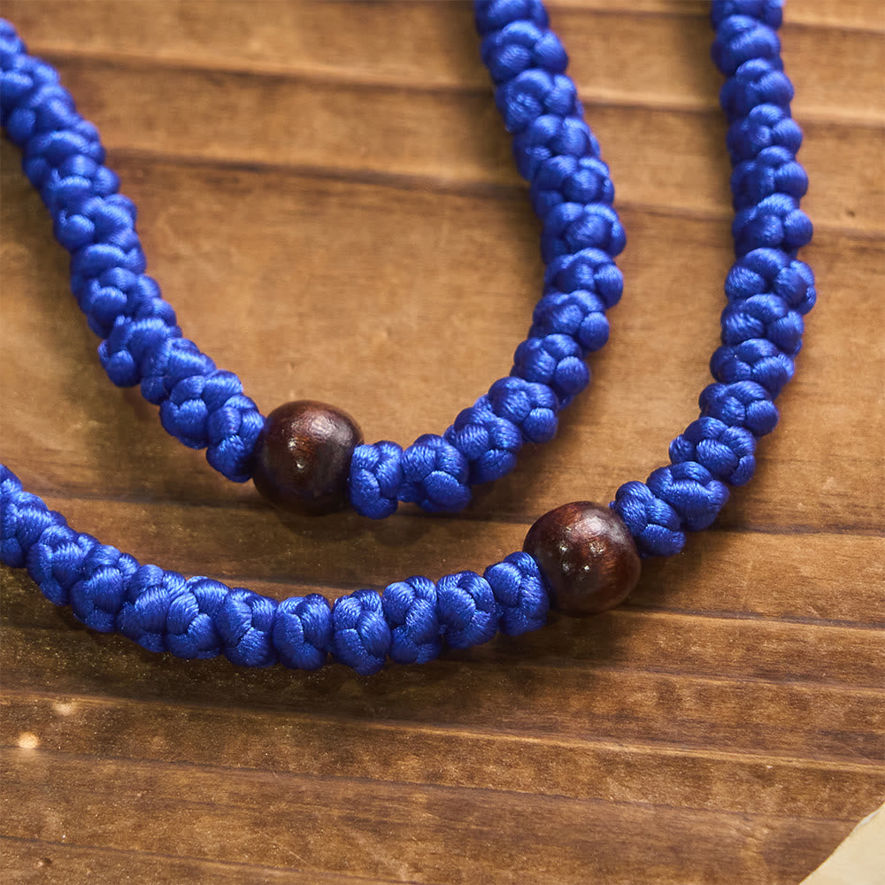 Collana con croce blu e nera e 100 nodi della benedizione Christianartworkshop : simbolo prezioso di benedizione sacra. - image 3