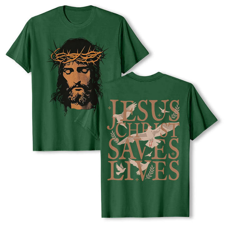 Maglietta con grafica del volto di Gesù e della corona di spine Christianartworkshop - Verde scuro - 2XL - image 24