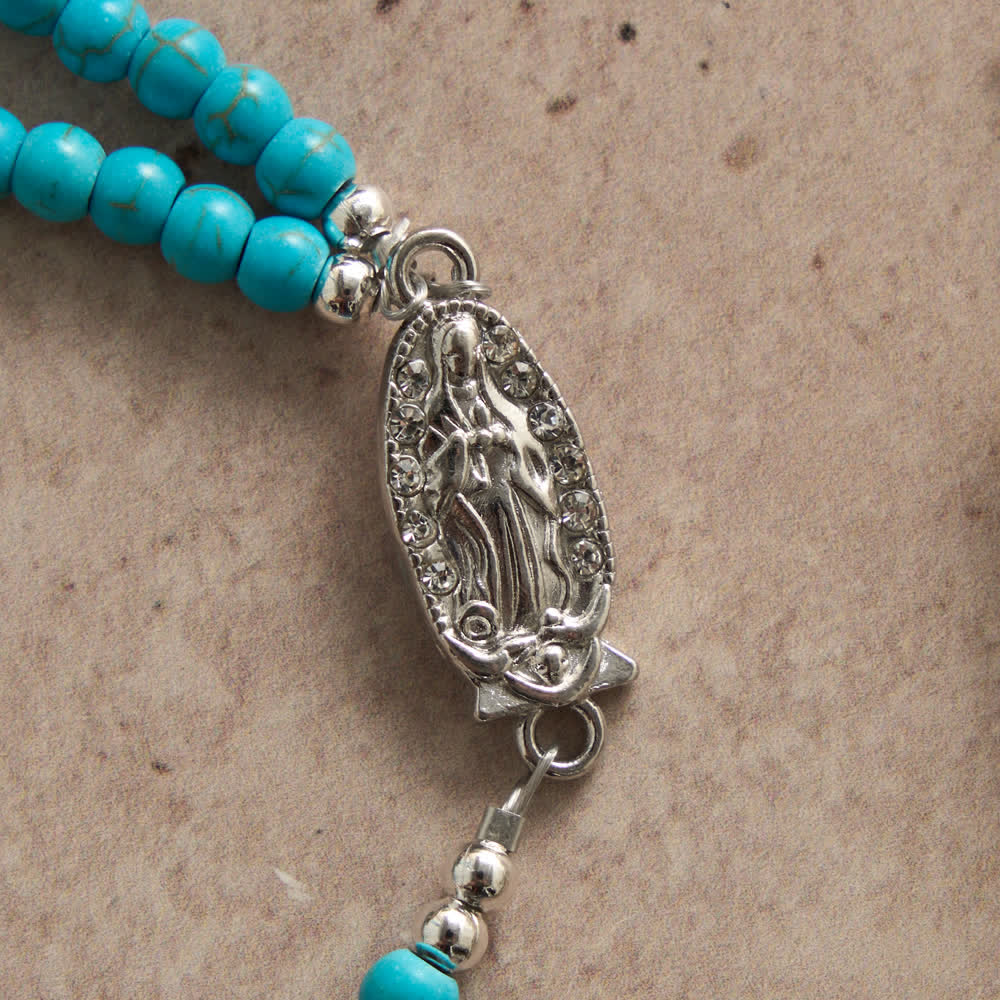 Christianartworkshop Bracciale rosario turchese fresco: doppio filo con chiusura magnetica - image 7