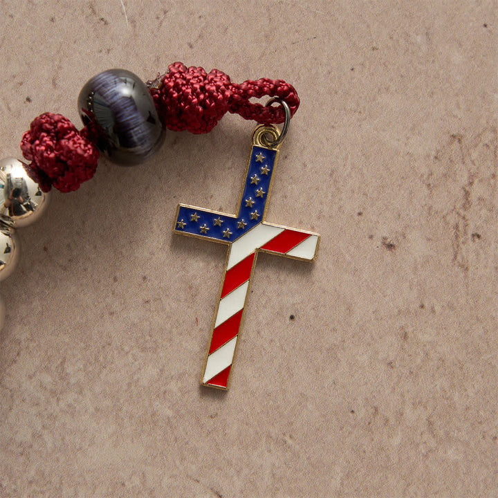 Christianartworkshop Rosario rustico patriottico in paracord con croce a bandiera americana, Dio e Patria sempre. - image 6