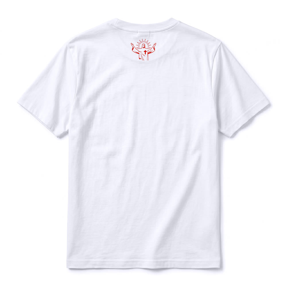 Christianartworkshop T-shirt a maniche corte premium con la scritta "Coperto dal sangue di Gesù Cristo" - image 3