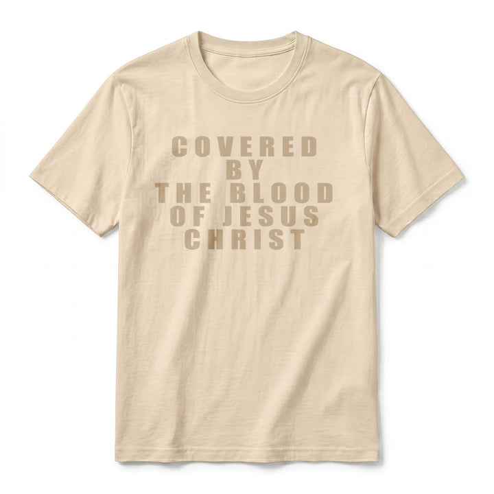 Christianartworkshop T-shirt a maniche corte premium con la scritta "Coperto dal sangue di Gesù Cristo" - image 21