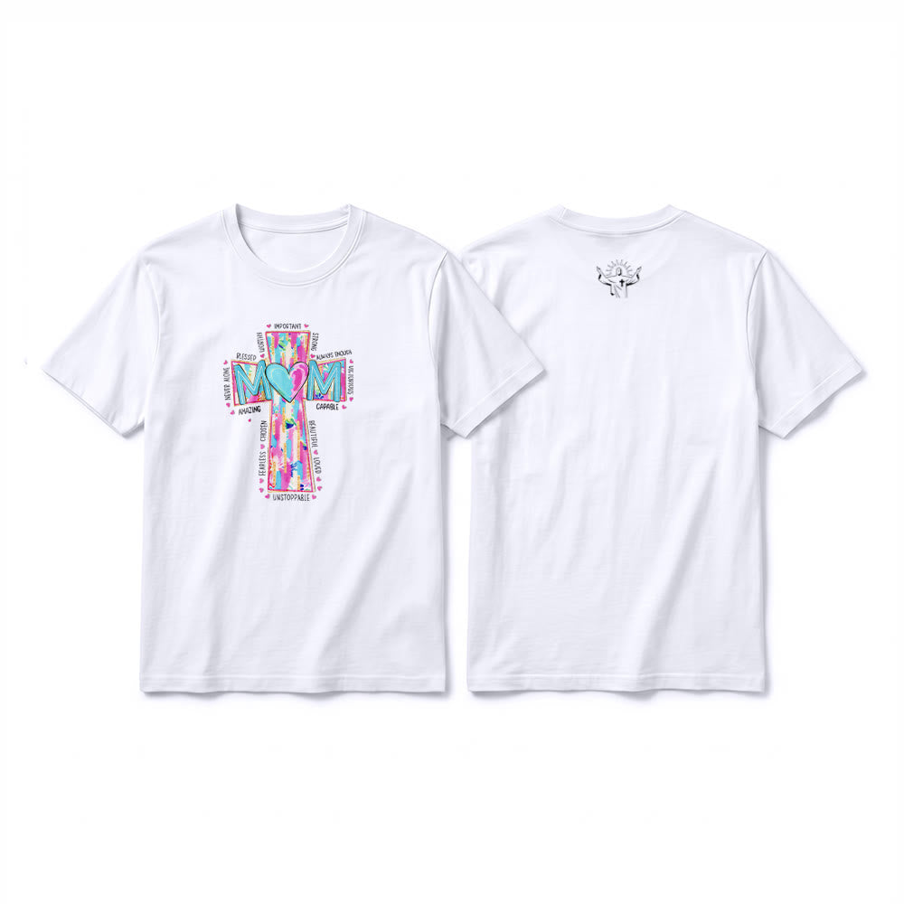 Christianartworkshop T-shirt a maniche corte premium con stampa frontale a croce "Faith Mom". - Bianco - 2XL - image 1
