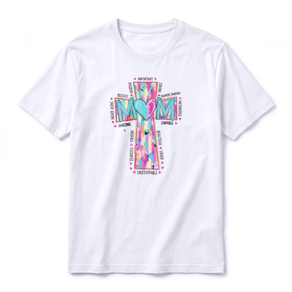 Christianartworkshop T-shirt a maniche corte premium con stampa frontale a croce "Faith Mom". - image 2