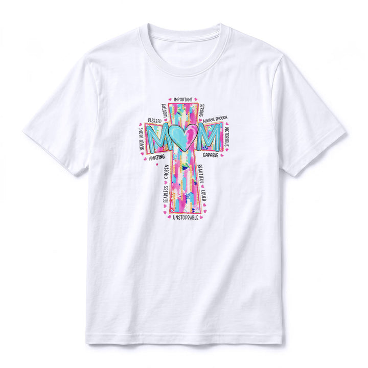 Christianartworkshop T-shirt a maniche corte premium con stampa frontale a croce "Faith Mom". - image 2