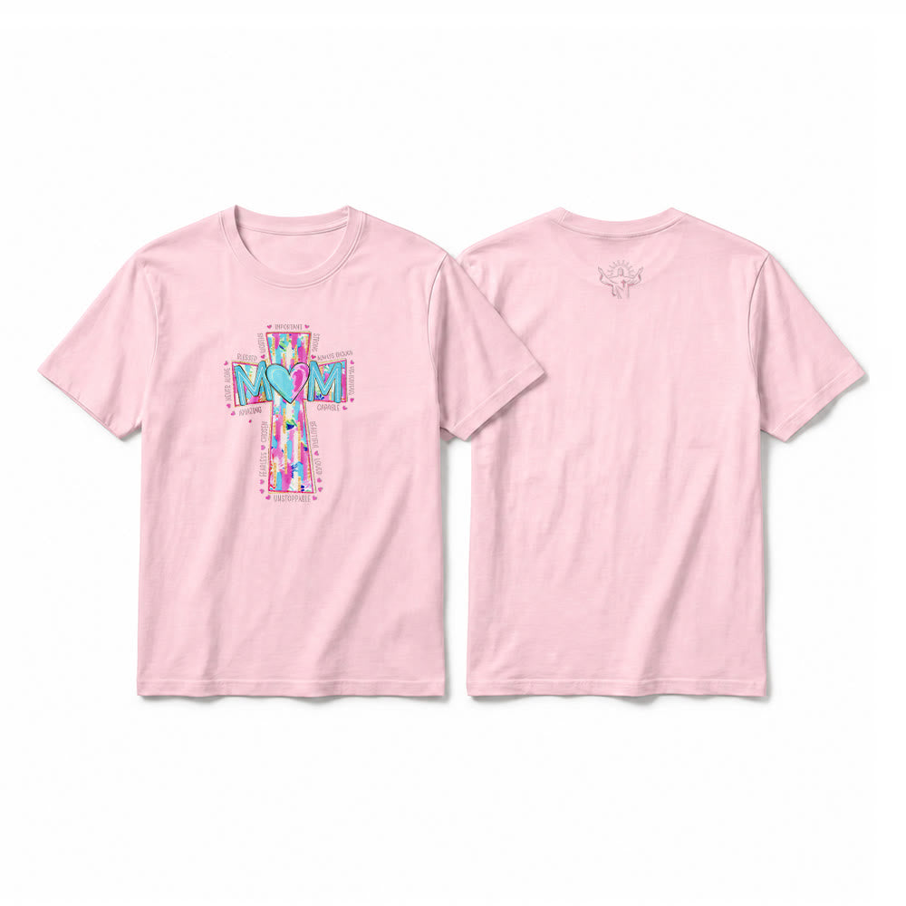 Christianartworkshop T-shirt a maniche corte premium con stampa frontale a croce "Faith Mom". - Rosa - 2XL - image 7
