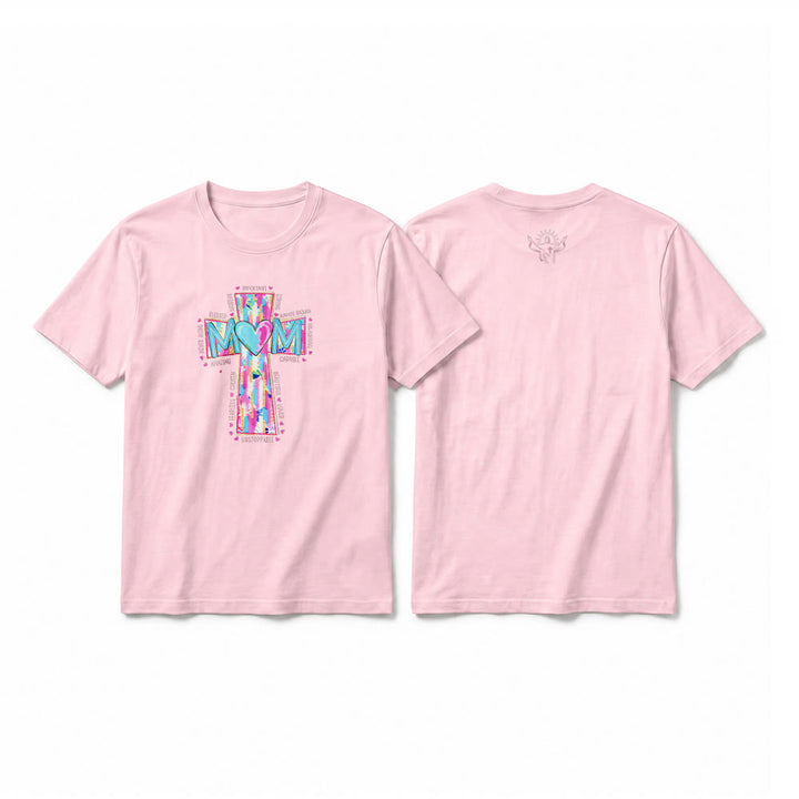 Christianartworkshop T-shirt a maniche corte premium con stampa frontale a croce "Faith Mom". - Rosa - 2XL - image 7