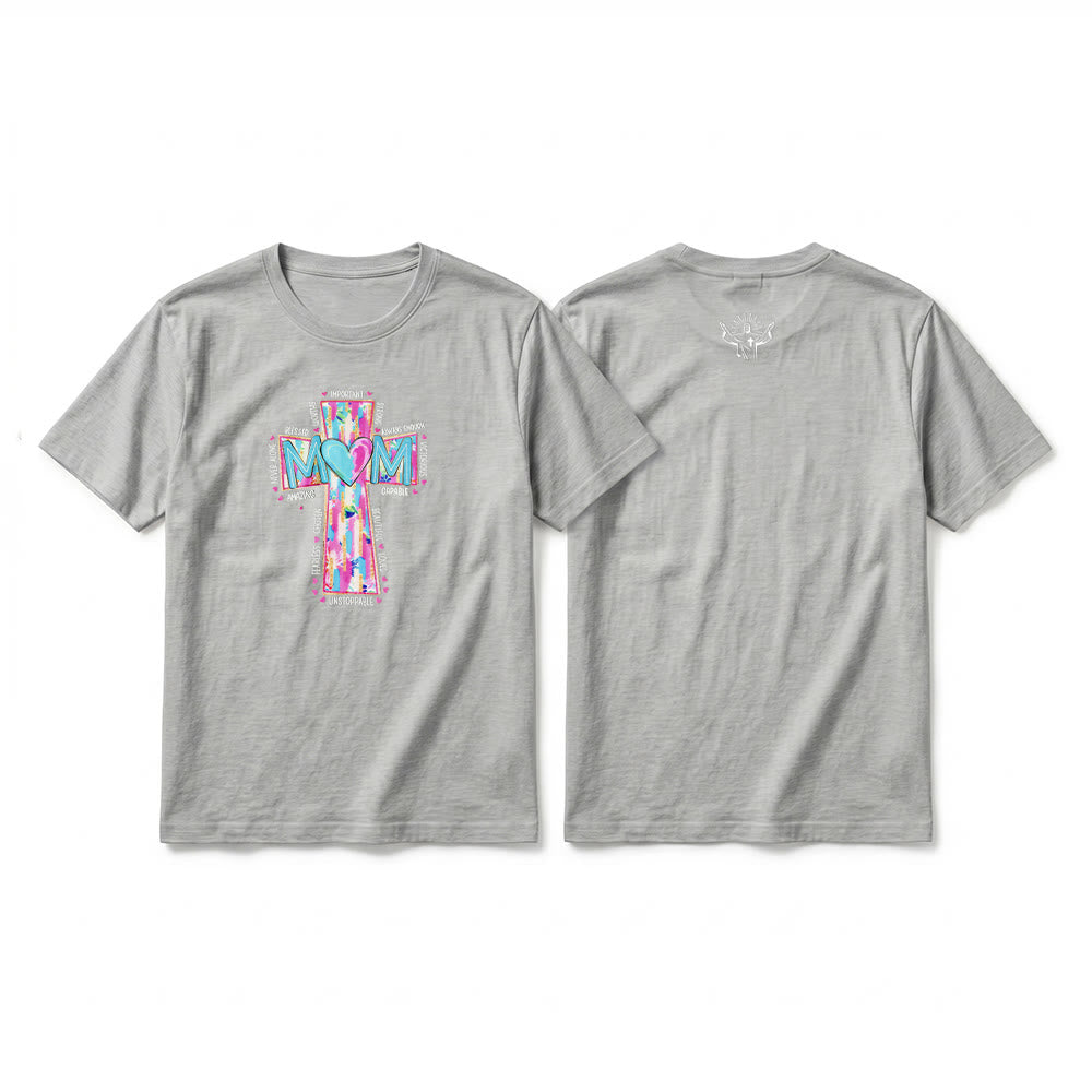 Christianartworkshop T-shirt a maniche corte premium con stampa frontale a croce "Faith Mom". - Beige - 2XL - image 16