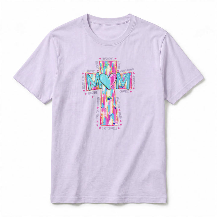 Christianartworkshop T-shirt a maniche corte premium con stampa frontale a croce "Faith Mom". - image 14