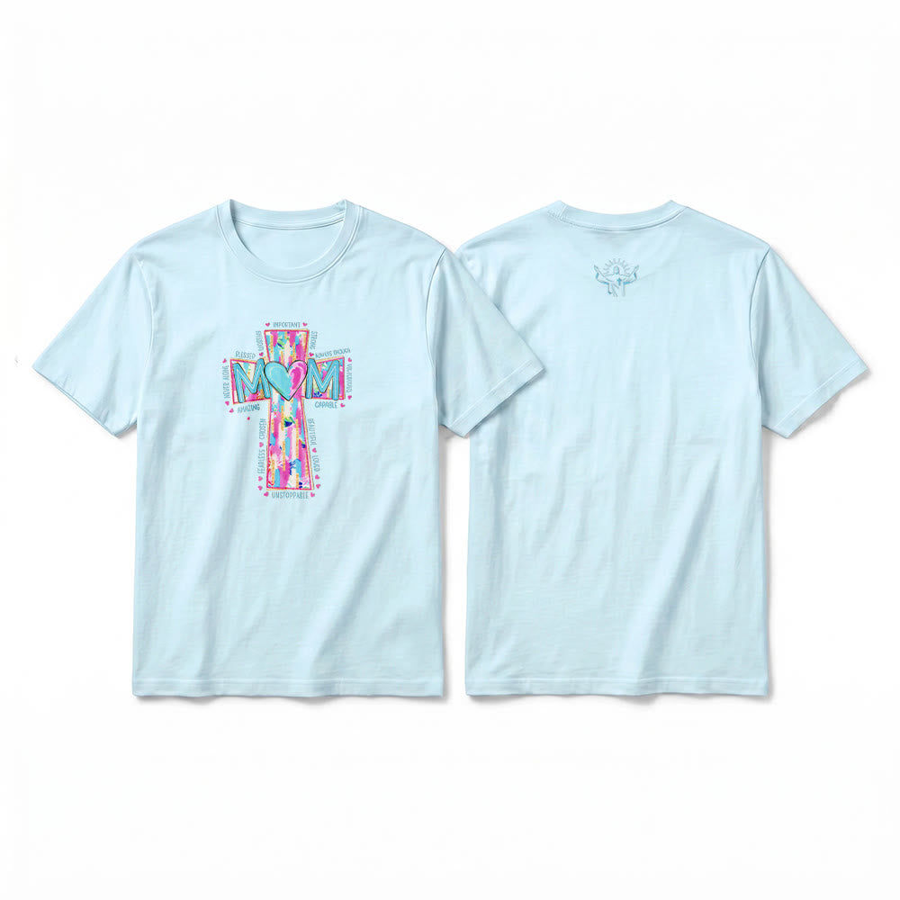 Christianartworkshop T-shirt a maniche corte premium con stampa frontale a croce "Faith Mom". - Blu - 2XL - image 10