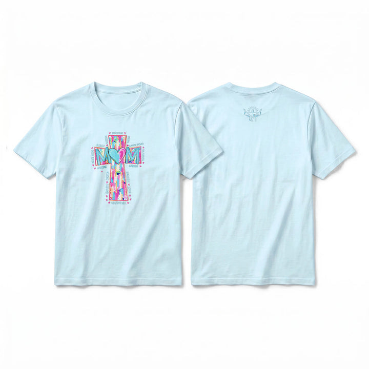 Christianartworkshop T-shirt a maniche corte premium con stampa frontale a croce "Faith Mom". - Blu - 2XL - image 10