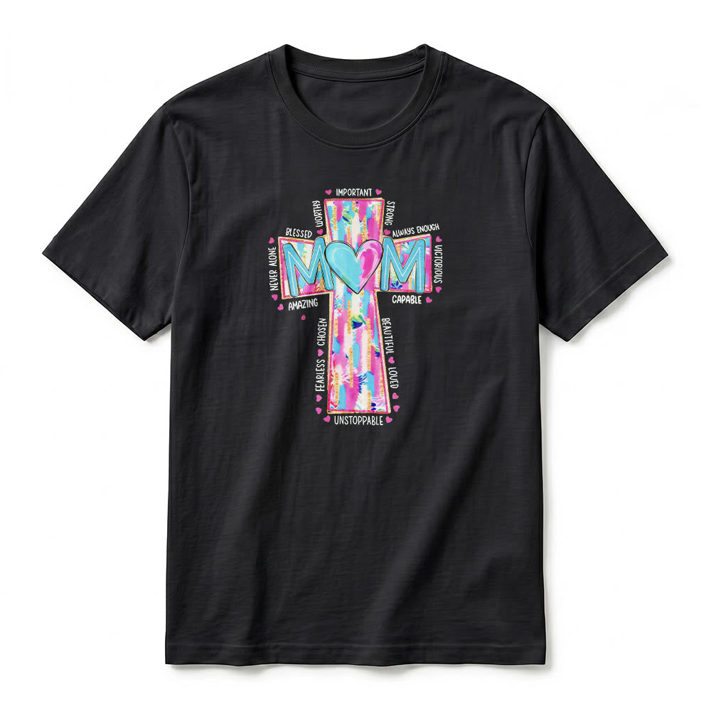 Christianartworkshop T-shirt a maniche corte premium con stampa frontale a croce "Faith Mom". - image 5