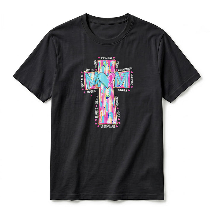 Christianartworkshop T-shirt a maniche corte premium con stampa frontale a croce "Faith Mom". - image 5