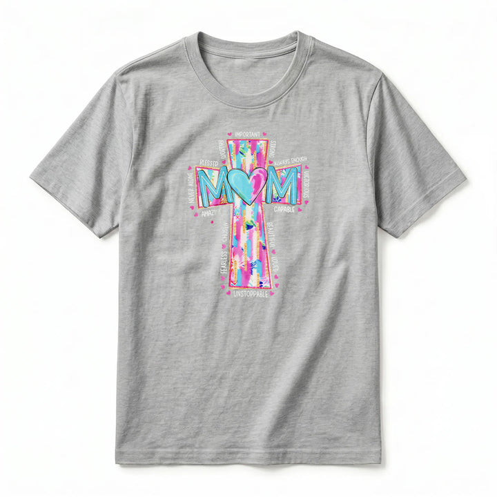 Christianartworkshop T-shirt a maniche corte premium con stampa frontale a croce "Faith Mom". - image 17
