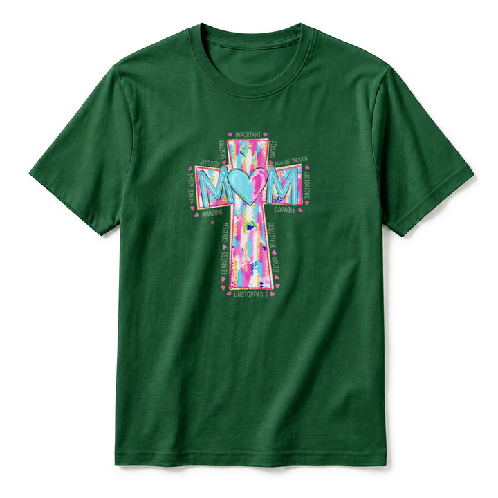 Christianartworkshop T-shirt a maniche corte premium con stampa frontale a croce "Faith Mom". - image 26