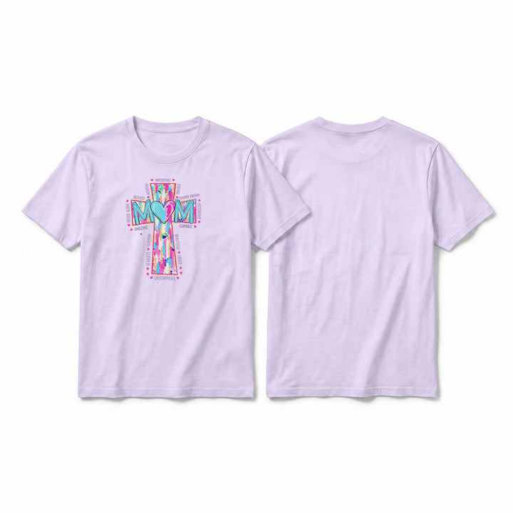 Christianartworkshop T-shirt a maniche corte premium con stampa frontale a croce "Faith Mom". - Viola - 2XL - image 13