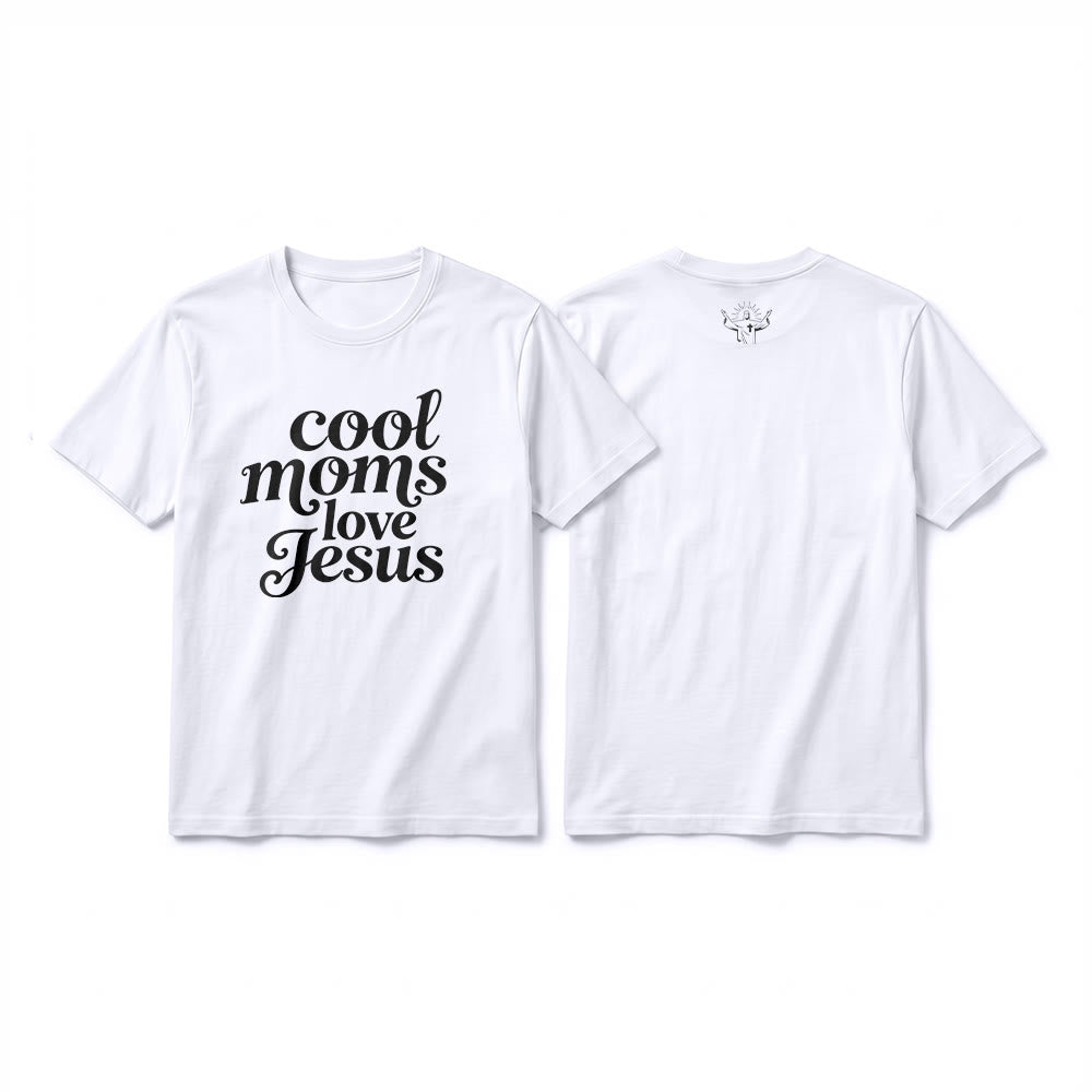 Christianartworkshop T-shirt a maniche corte di alta qualità con stampa fronte e retro "Cool Moms Love Jesus". - Bianco - 2XL - image 4