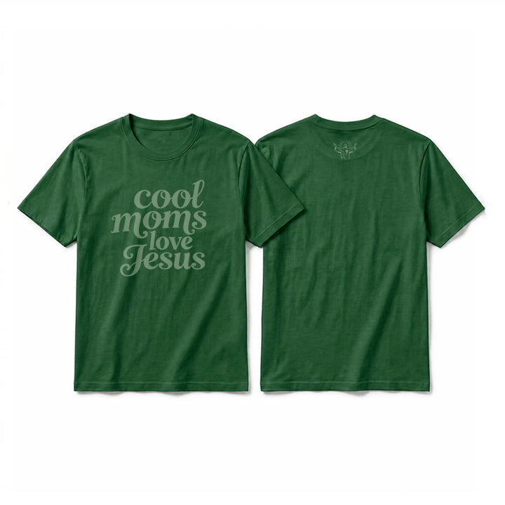Christianartworkshop T-shirt a maniche corte di alta qualità con stampa fronte e retro "Cool Moms Love Jesus". - Verde scuro - 2XL - image 25