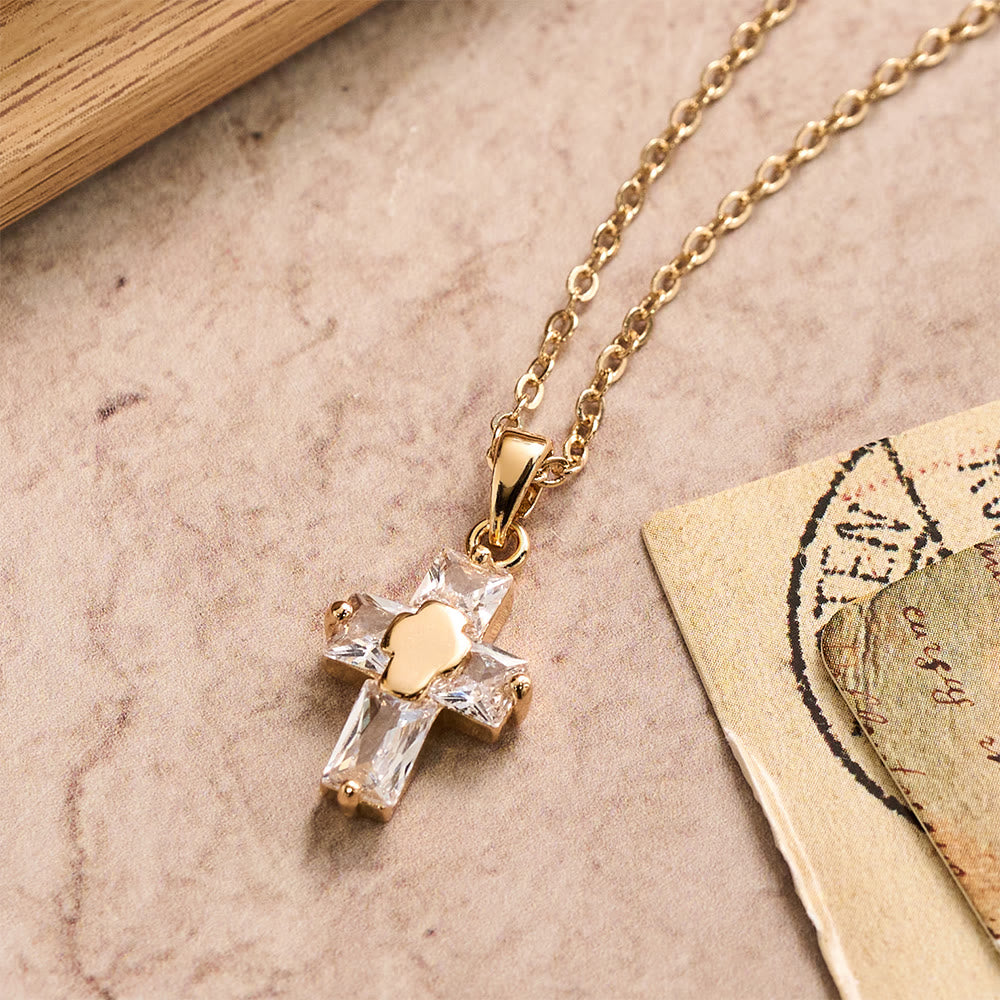 Christianartworkshop Collana con ciondolo a croce tempestato di zirconi e inserto centrale lucido: simbolo di radiosa grazia sacra e fede incrollabile. - image 2