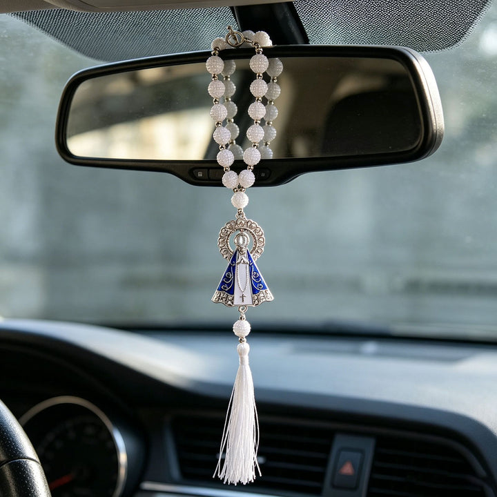 Christianartworkshop Decorazione per auto con nappe raffiguranti la Madonna di Aparecida e perline: simbolo di dolce protezione celeste e benedizioni per il viaggio. - Nostra Signora di Aparecida - image 0