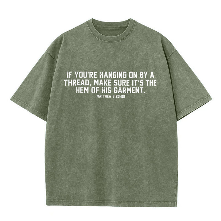 Christianartworkshop T-shirt unisex lavata con citazione biblica Matteo 9:20-22 - Verde militare - 5XL - image 1