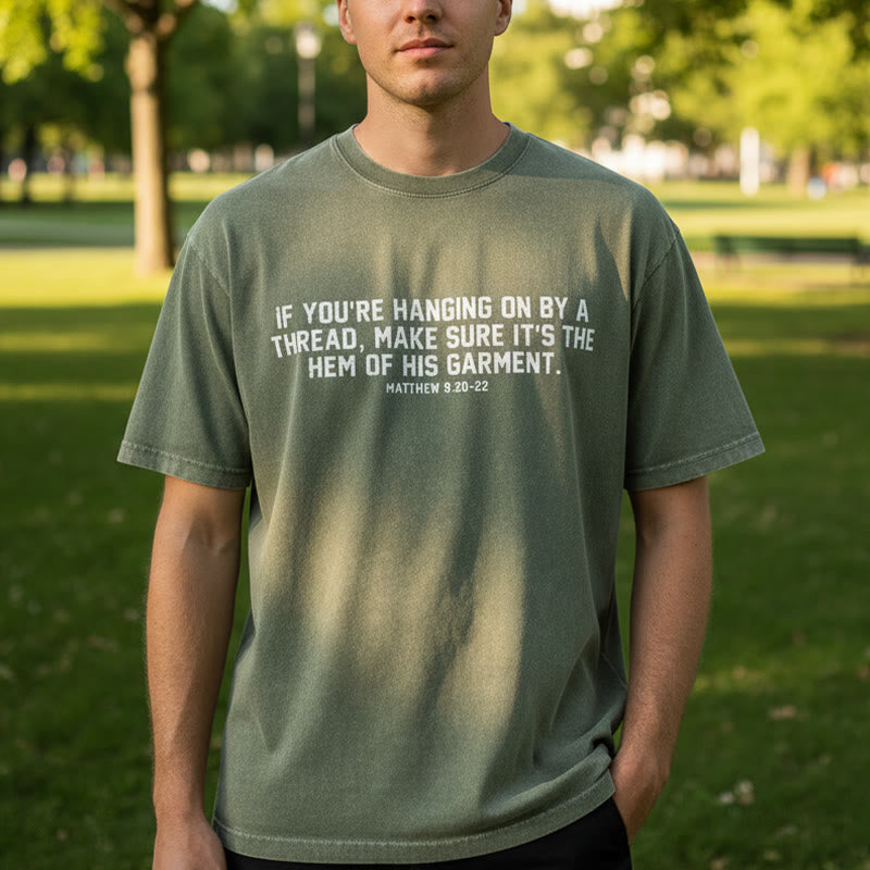 Christianartworkshop T-shirt unisex lavata con citazione biblica Matteo 9:20-22 - image 0