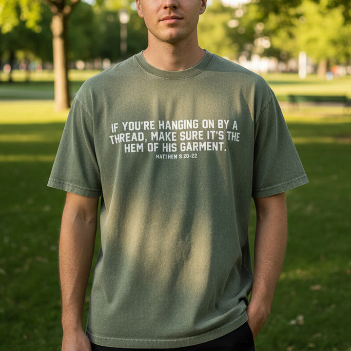 Christianartworkshop T-shirt unisex lavata con citazione biblica Matteo 9:20-22 - image 0