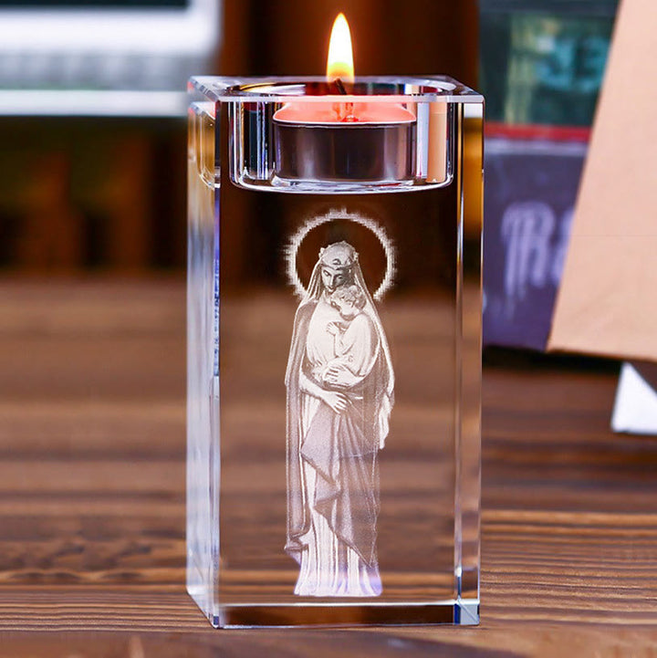 Christianartworkshop Portacandele luminoso con figura sacra incisa internamente: simbolo di un'atmosfera di preghiera pacifica - image 5