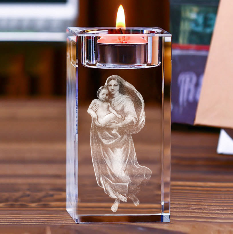 Christianartworkshop Portacandele luminoso con figura sacra incisa internamente: simbolo di un'atmosfera di preghiera pacifica - image 10