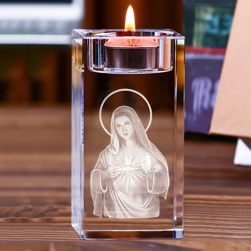 Christianartworkshop Portacandele luminoso con figura sacra incisa internamente: simbolo di un'atmosfera di preghiera pacifica - image 17