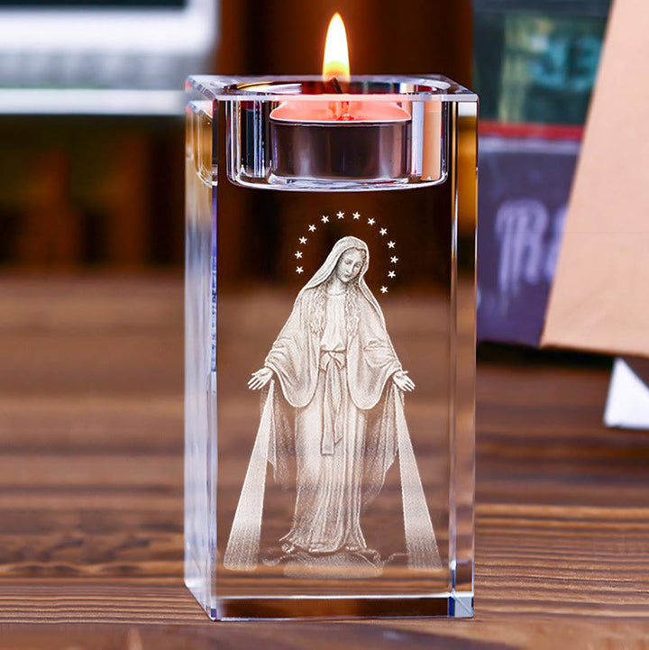 Christianartworkshop Portacandele luminoso con figura sacra incisa internamente: simbolo di un'atmosfera di preghiera pacifica - image 13