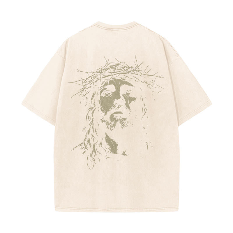 Christianartworkshop T-shirt unisex lavata con croce e corona di spine. - image 6