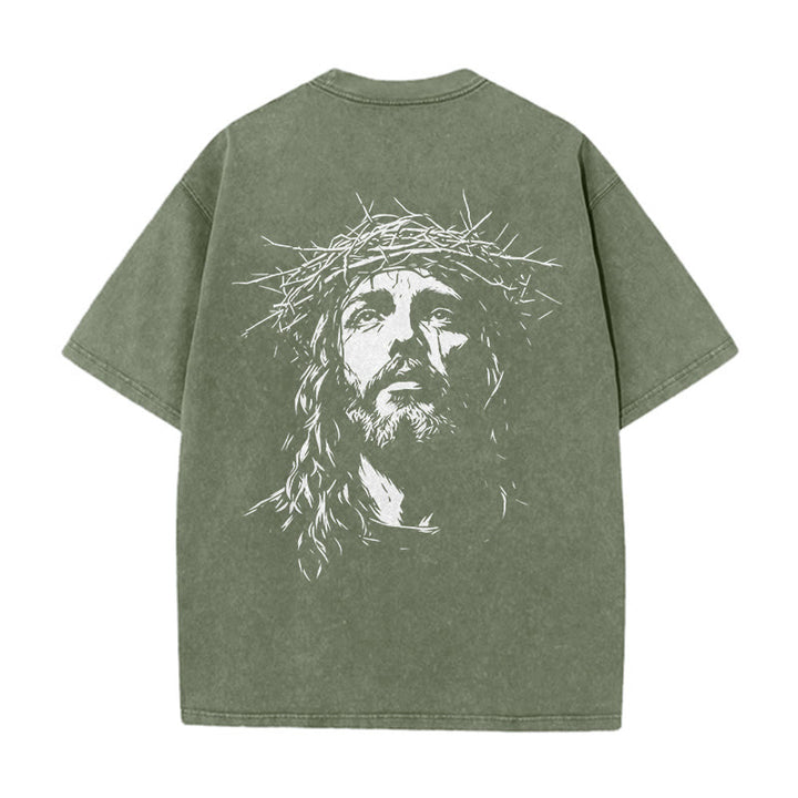 Christianartworkshop T-shirt unisex lavata con croce e corona di spine. - image 9