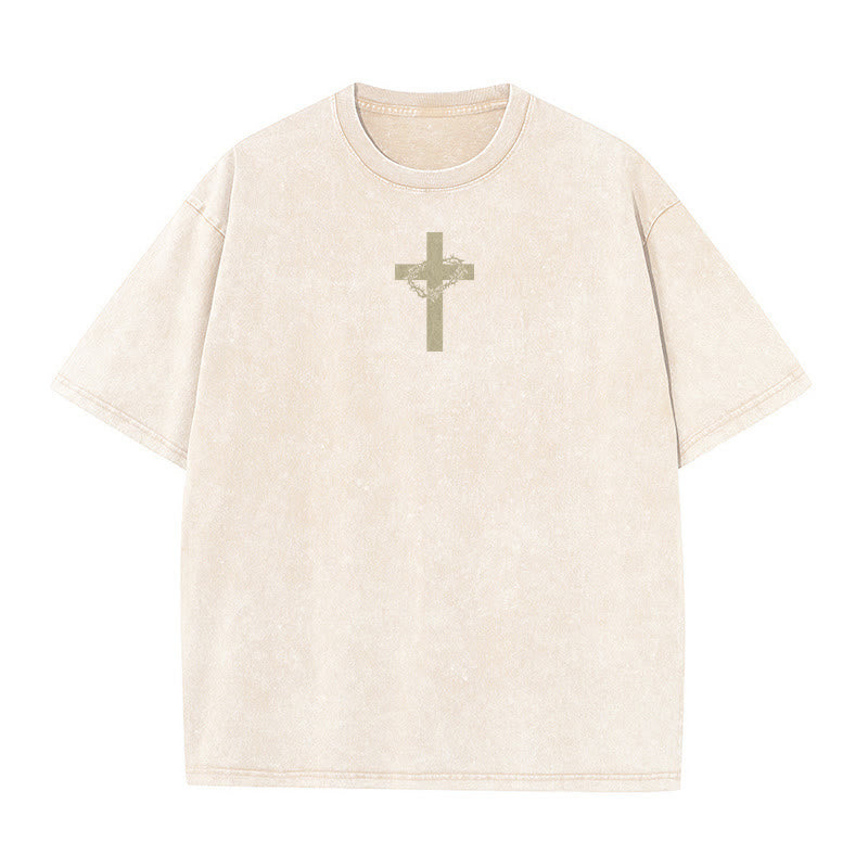 Christianartworkshop T-shirt unisex lavata con croce e corona di spine. - image 7